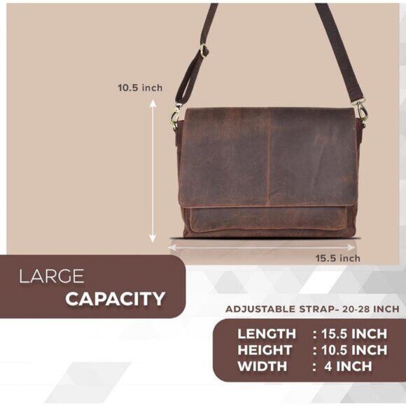 🆕Men and Women Wood Oak Leathers Laptop Briefcase Messenger Bag - Picture 9 of 9